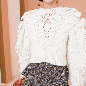 NWOT Fall 2021 ULLA JOHNSON Verena Wool Pullover in Plaster PS $895